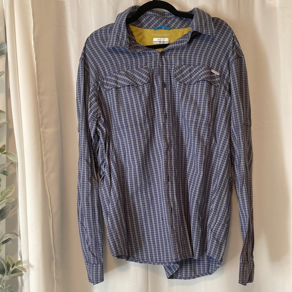 Men's Casual Blue Plaid Button-Down Shirt